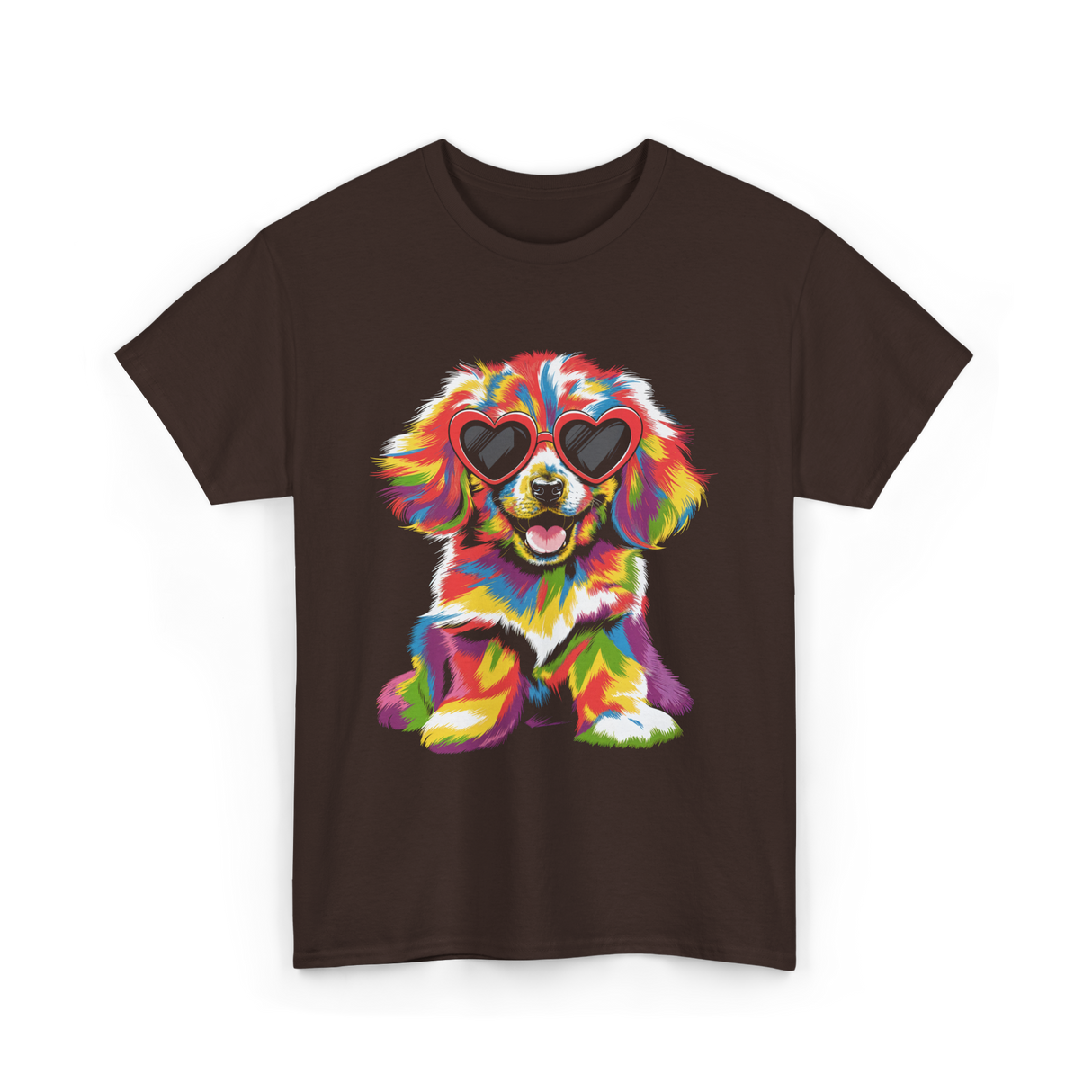 Cute Dog Wearing Glasses Dog T-Shirt - Dark Chocolate