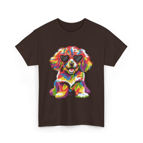 Cute Dog Wearing Glasses Dog T-Shirt - Dark Chocolate