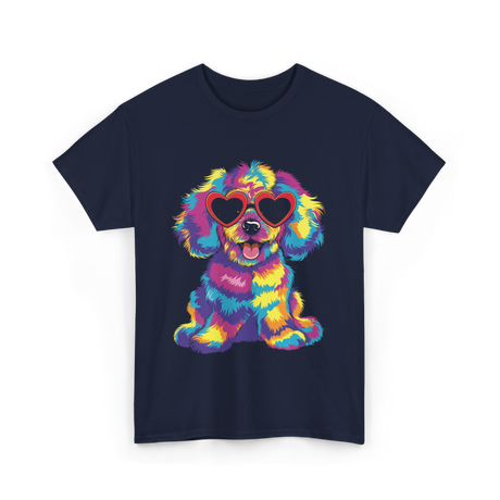 Cute Dog Wearing Glasses Dog T-Shirt - Navy