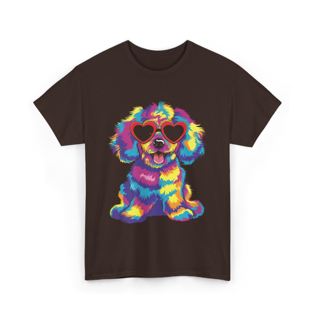 Cute Dog Wearing Glasses Dog T-Shirt - Dark Chocolate