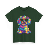 Cute Dog Wearing Glasses Dog T-Shirt - Forest Green