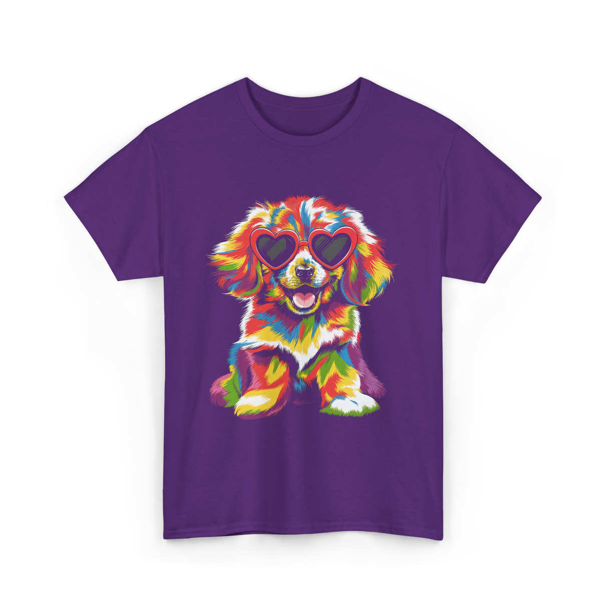 Cute Dog Wearing Glasses Dog T-Shirt - Purple