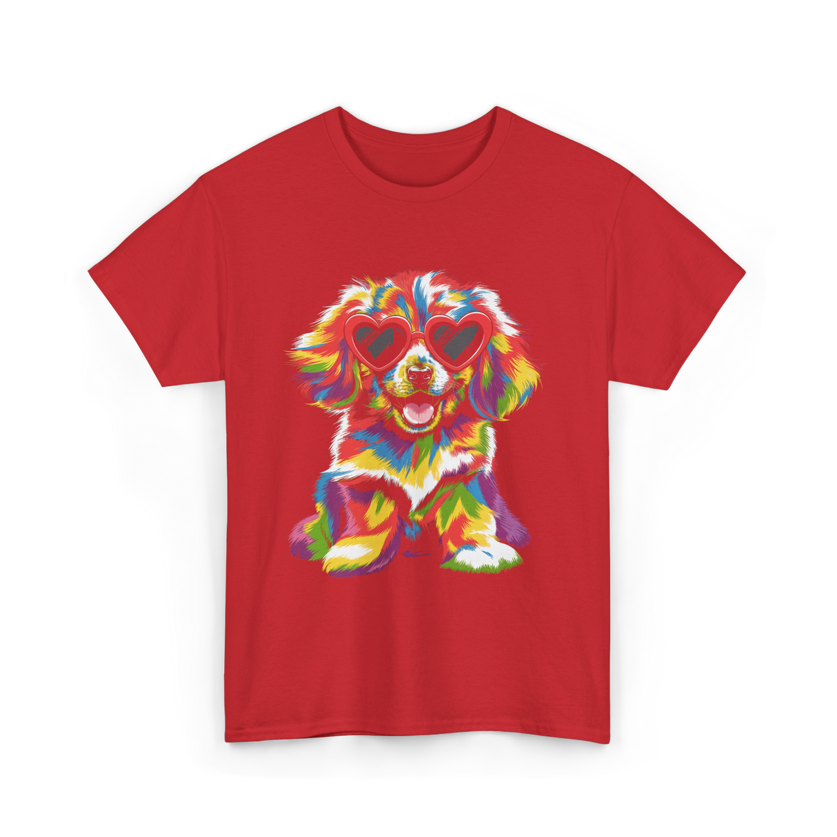 Cute Dog Wearing Glasses Dog T-Shirt - Red