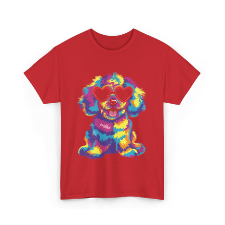 Cute Dog Wearing Glasses Dog T-Shirt - Red