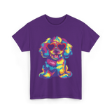 Cute Dog Wearing Glasses Dog T-Shirt - Purple