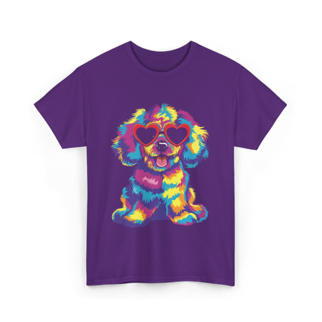 Cute Dog Wearing Glasses Dog T-Shirt - Purple