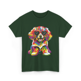 Cute Dog Wearing Glasses Dog T-Shirt - Forest Green