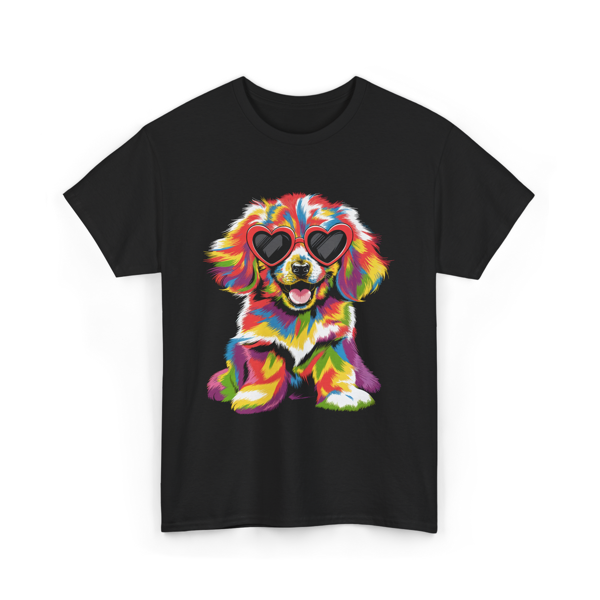 Cute Dog Wearing Glasses Dog T-Shirt - Black