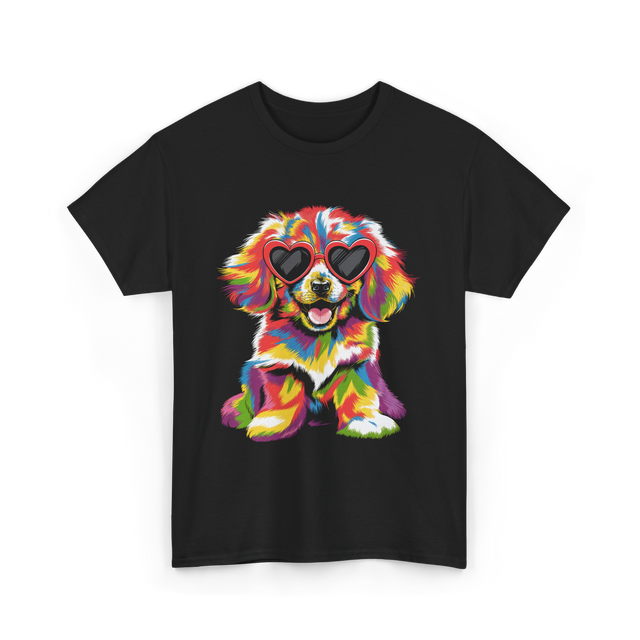 Cute Dog Wearing Glasses Dog T-Shirt - Black