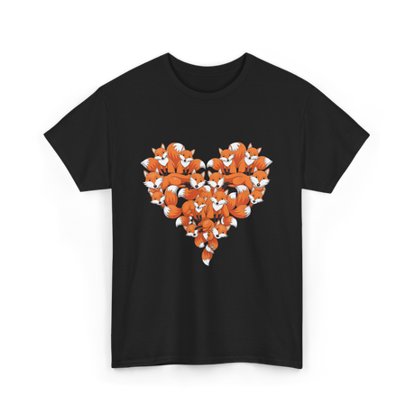 Cute Fox Heart Fox T-Shirt - Black