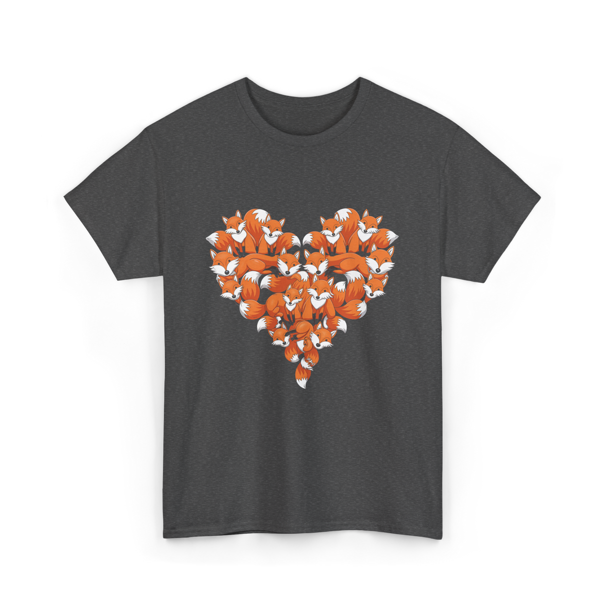 Cute Fox Heart Fox T-Shirt - Dark Heather