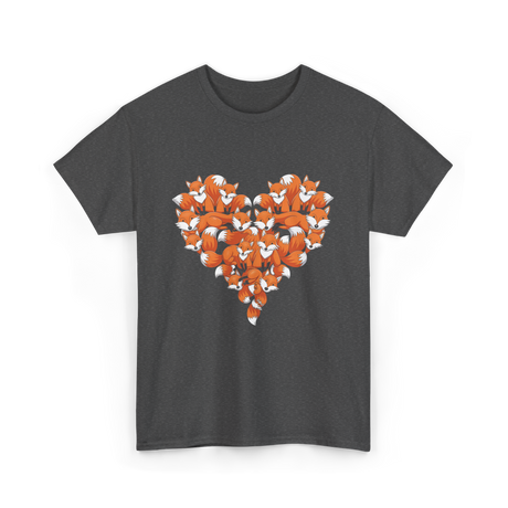 Cute Fox Heart Fox T-Shirt - Dark Heather