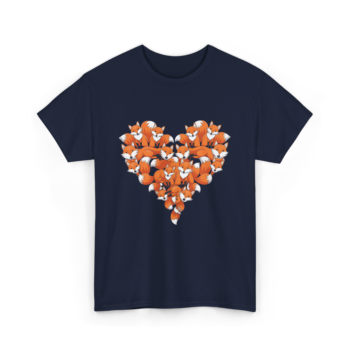 Cute Fox Heart Fox T-Shirt - Navy