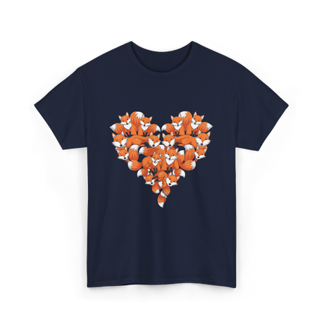 Cute Fox Heart Fox T-Shirt - Navy