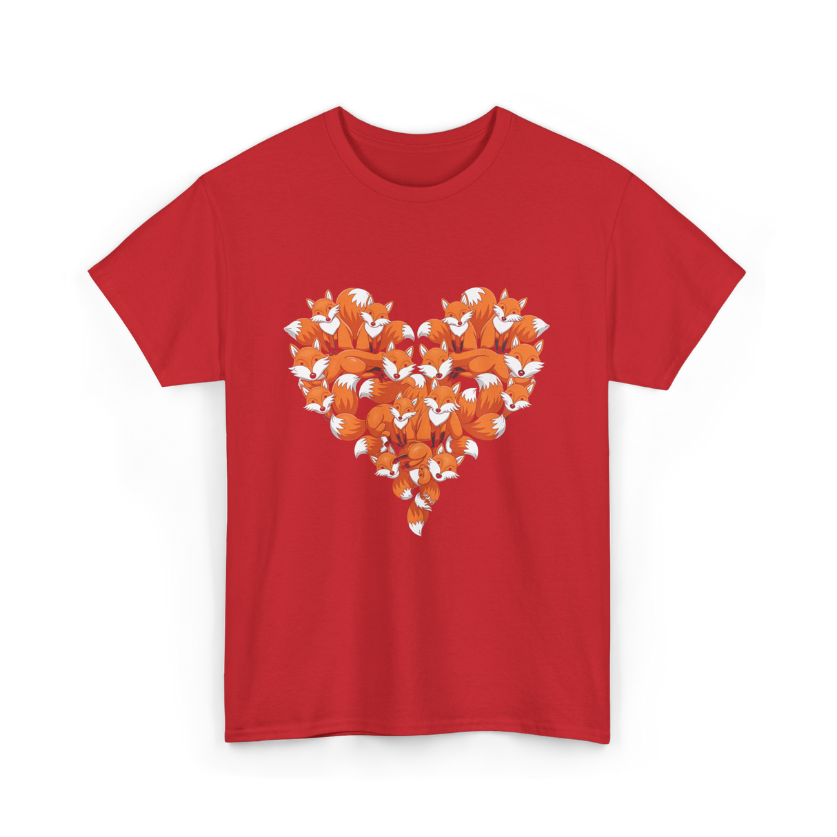 Cute Fox Heart Fox T-Shirt - Red