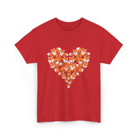 Cute Fox Heart Fox T-Shirt - Red