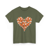 Cute Fox Heart Fox T-Shirt - Military Green