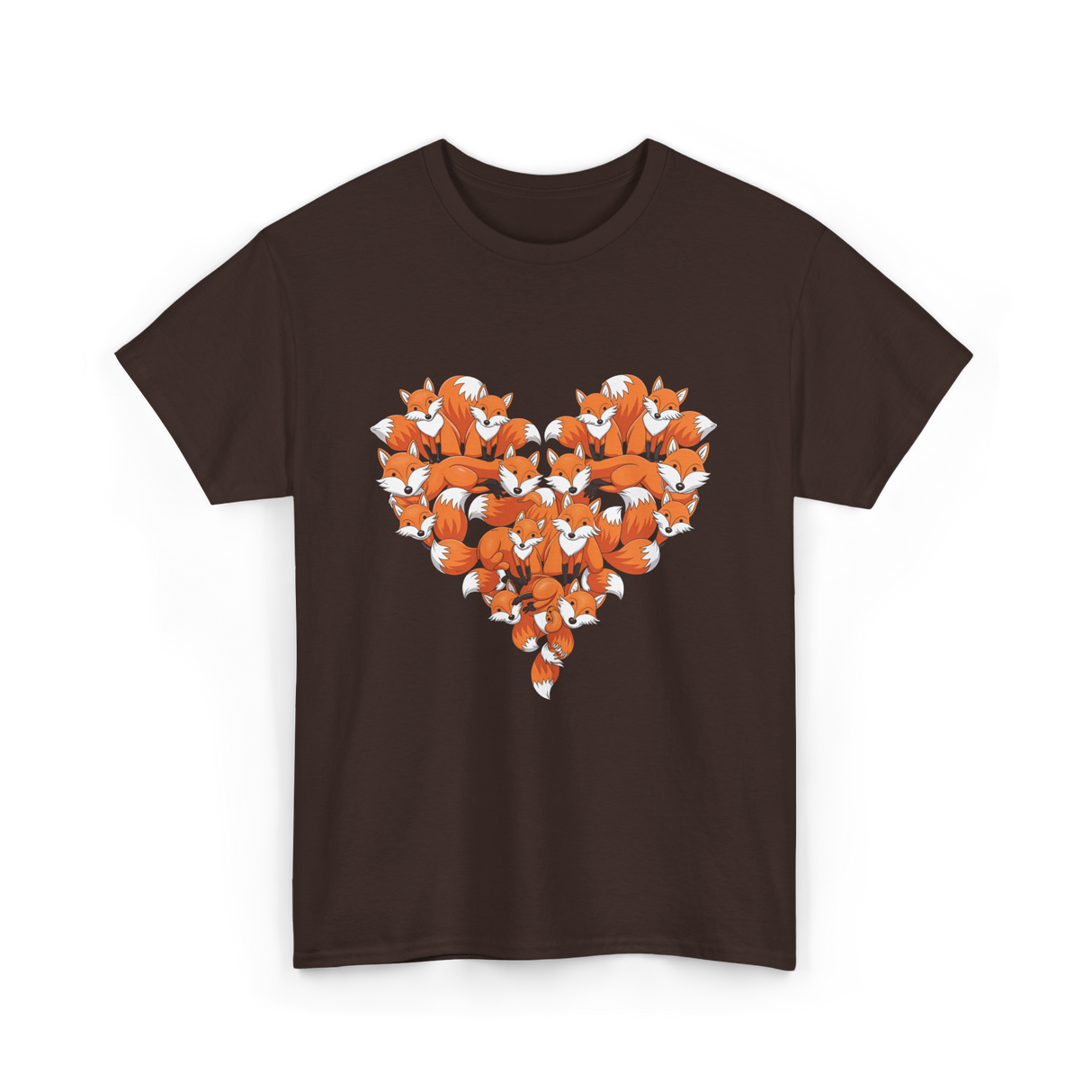 Cute Fox Heart Fox T-Shirt - Dark Chocolate