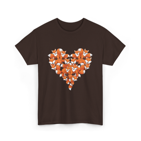 Cute Fox Heart Fox T-Shirt - Dark Chocolate