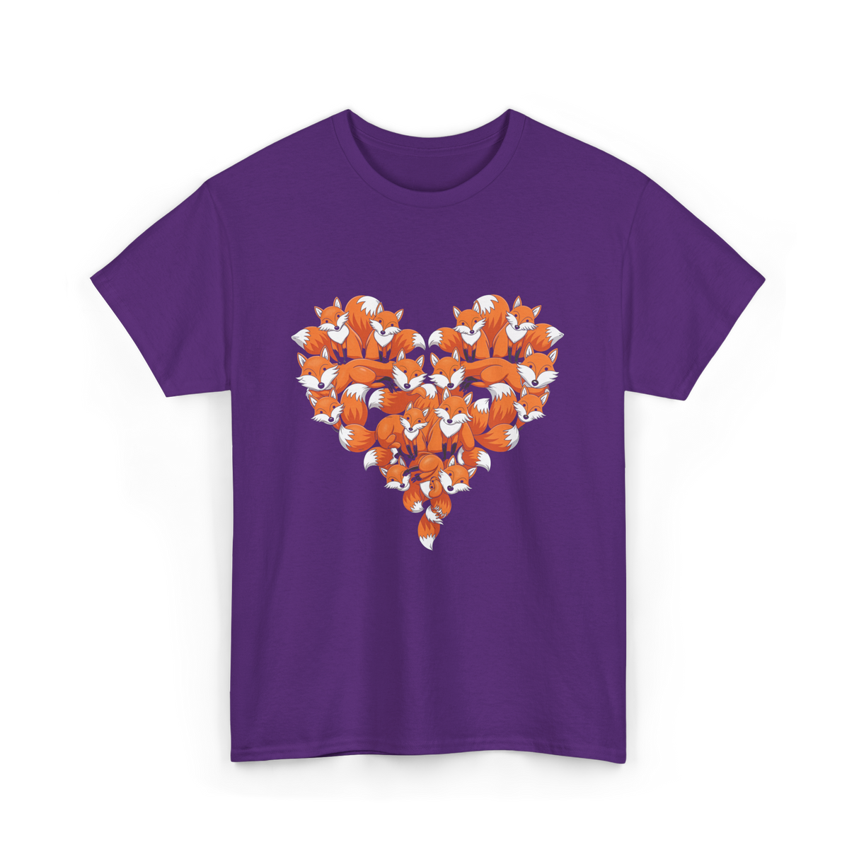 Cute Fox Heart Fox T-Shirt - Purple