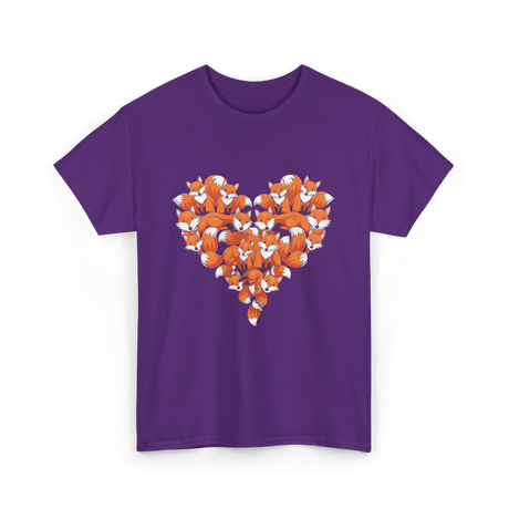 Cute Fox Heart Fox T-Shirt - Purple