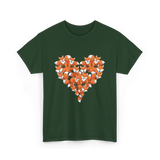 Cute Fox Heart Fox T-Shirt - Forest Green