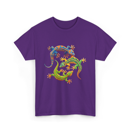 Cute Gecko Wildlife Lizard T-Shirt - Purple