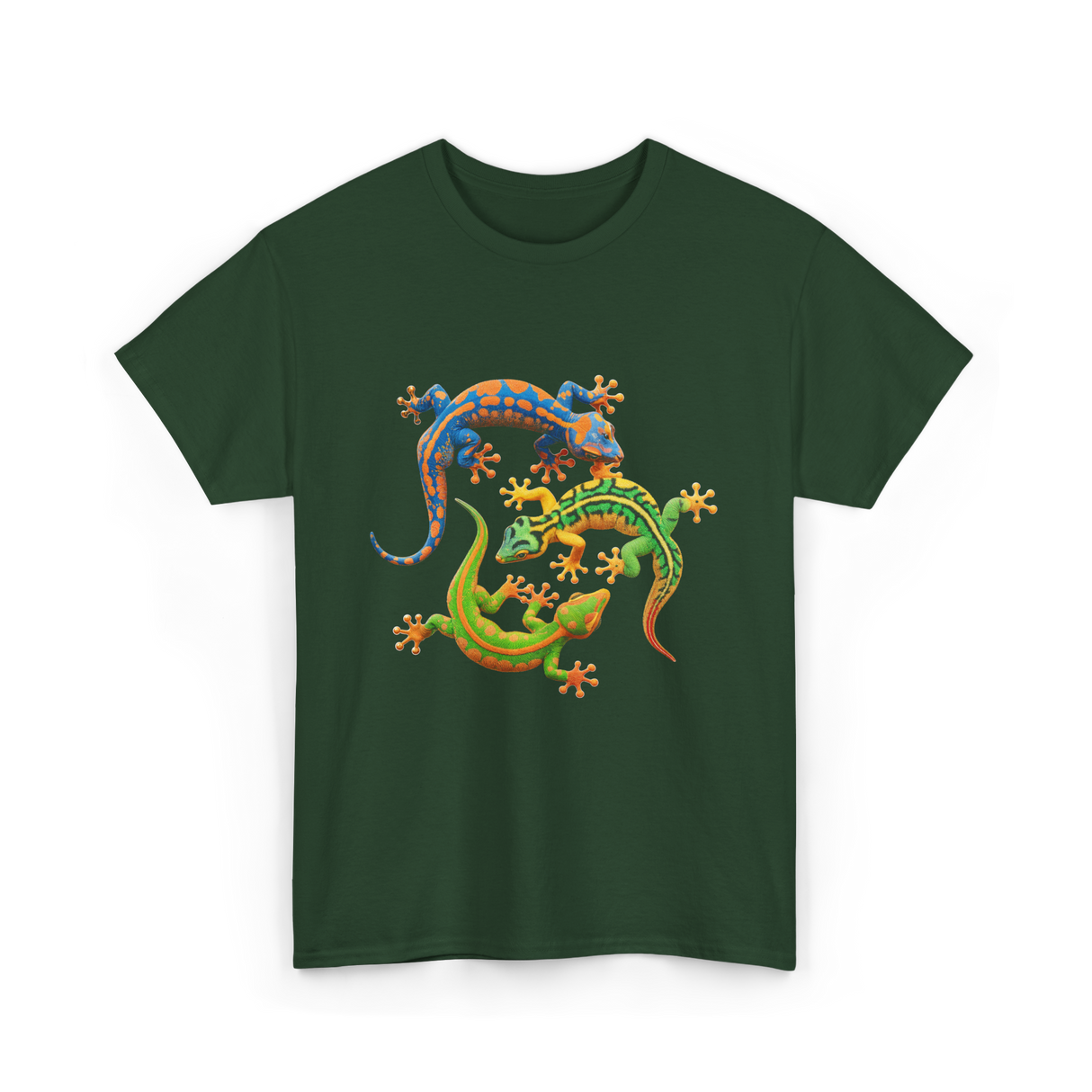 Cute Gecko Wildlife Lizard T-Shirt - Forest Green