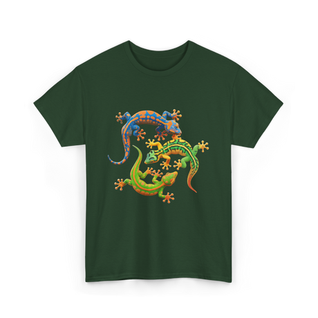 Cute Gecko Wildlife Lizard T-Shirt - Forest Green