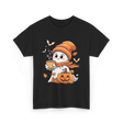 Cute Ghost Halloween Pumpkin Coffee T-Shirt - Black