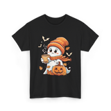 Cute Ghost Halloween Pumpkin Coffee T-Shirt - Black