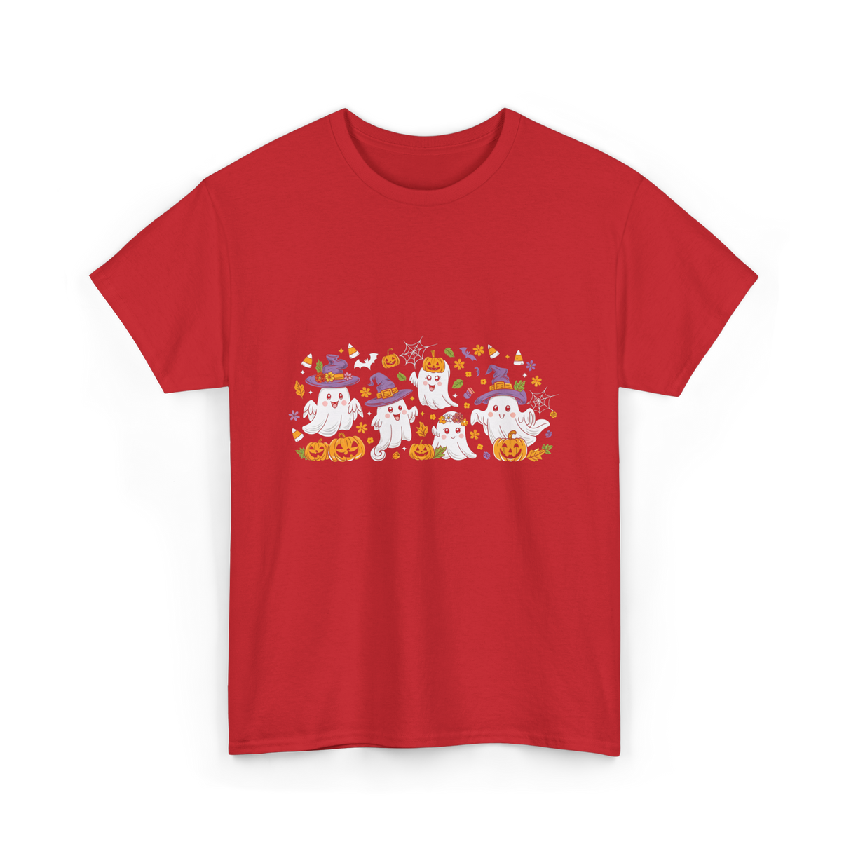 Cute Halloween Ghosts Halloween T-Shirt - Red