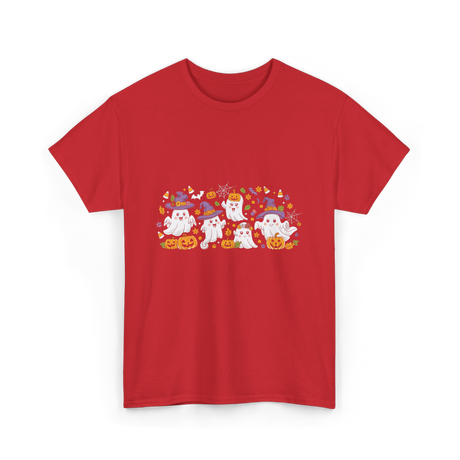 Cute Halloween Ghosts Halloween T-Shirt - Red