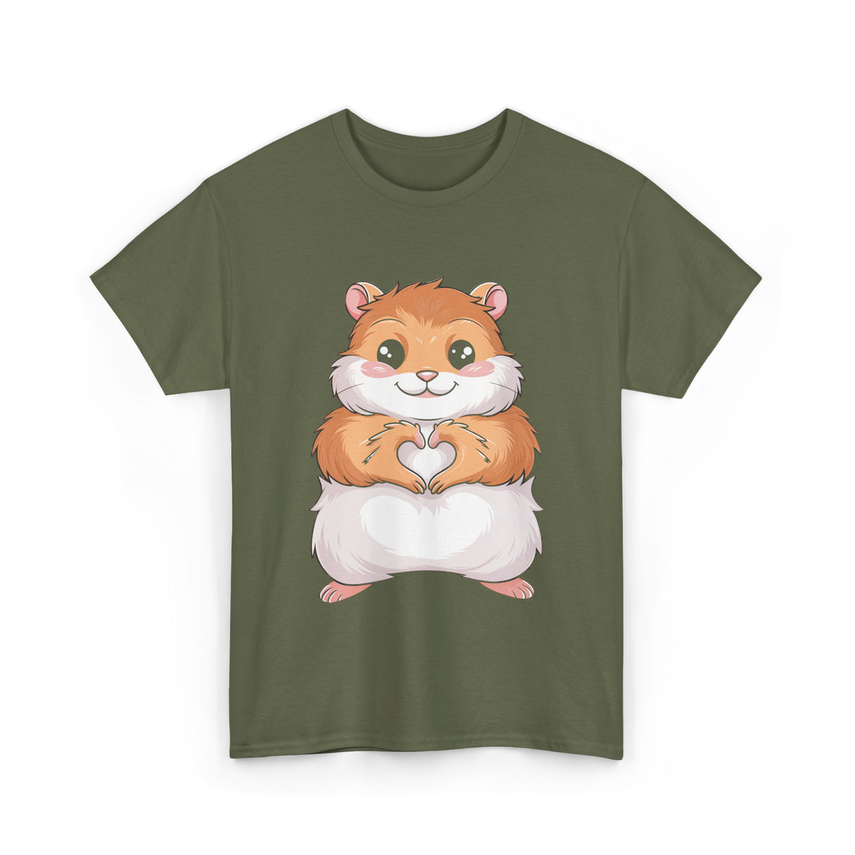 Cute Hamster Love Hammy T-Shirt - Military Green