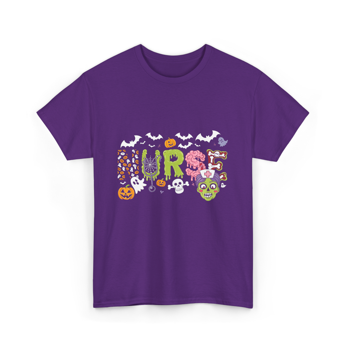 Cute Nurse Halloween Zombie Nurse T-Shirt - Purple