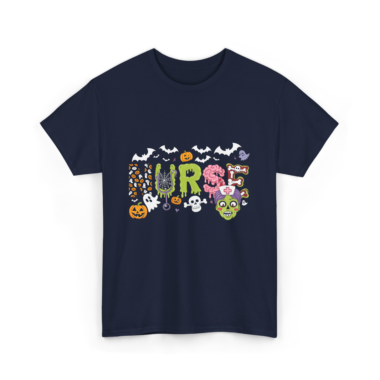 Cute Nurse Halloween Zombie Nurse T-Shirt - Navy