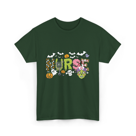 Cute Nurse Halloween Zombie Nurse T-Shirt - Forest Green