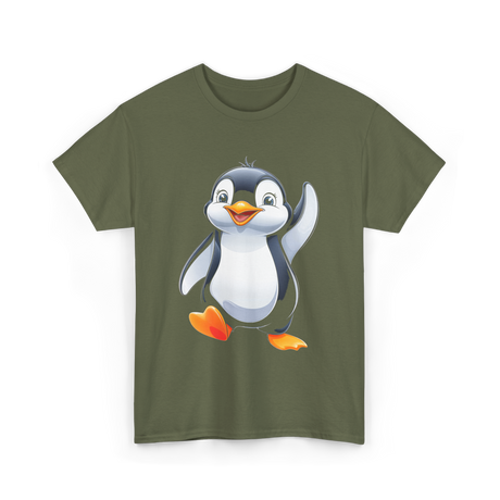 Cute Penguin Kids Penguin T-Shirt - Military Green