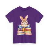 Cute Reading Bunny Books Reader T-Shirt - Purple