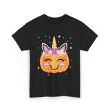 Cute Unicorn Pumpkin Kids Halloween T-Shirt - Black