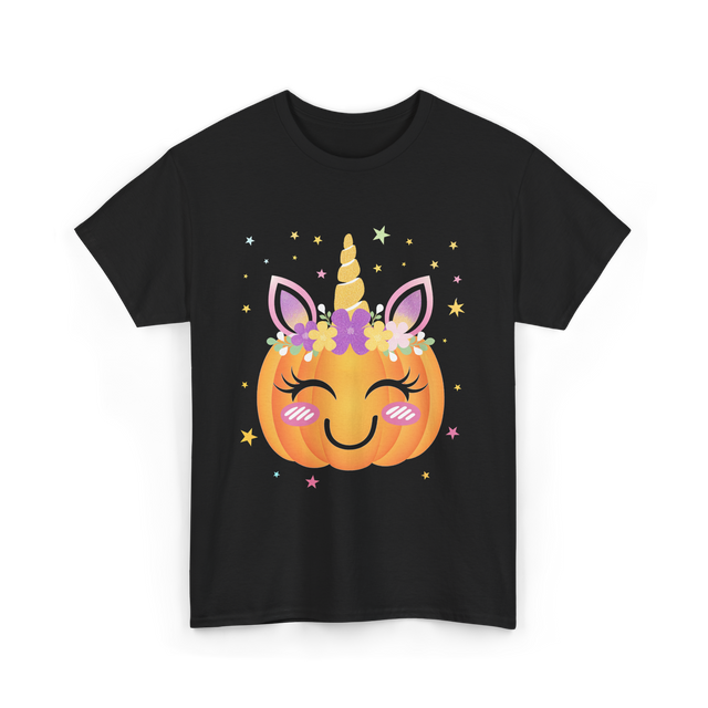 Cute Unicorn Pumpkin Kids Halloween T-Shirt - Black