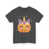 Cute Unicorn Pumpkin Kids Halloween T-Shirt - Dark Heather