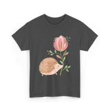 Cute Vintage Hedgehog Flower Art Hedgehog T-Shirt - Dark Heather