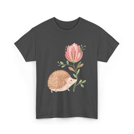Cute Vintage Hedgehog Flower Art Hedgehog T-Shirt - Dark Heather