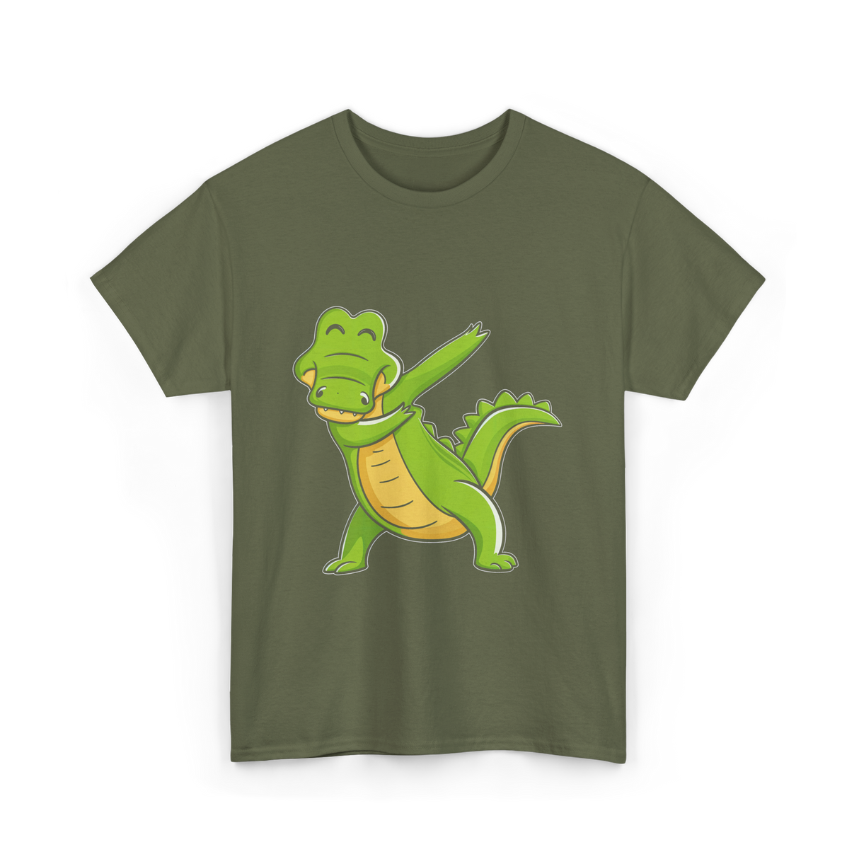 Dabbing Alligator Crocodile Kids T-Shirt - Military Green