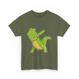 Dabbing Alligator Crocodile Kids T-Shirt - Military Green