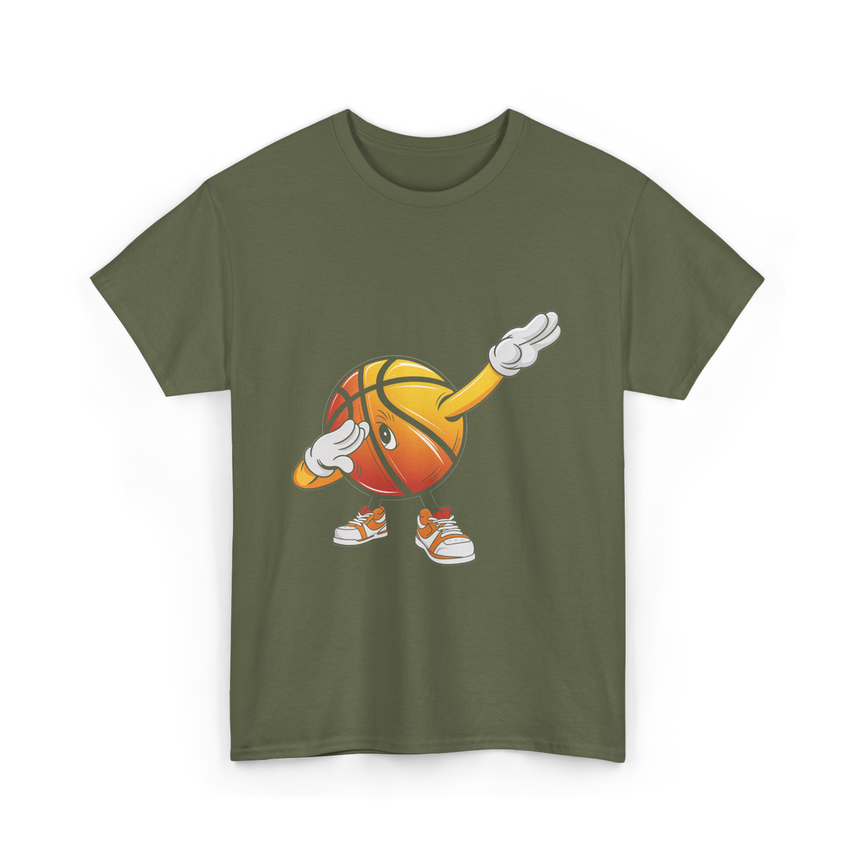 Dabbing Basketball Dance Basketball T-Shirt - Military Green