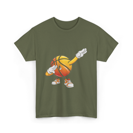 Dabbing Basketball Dance Basketball T-Shirt - Military Green