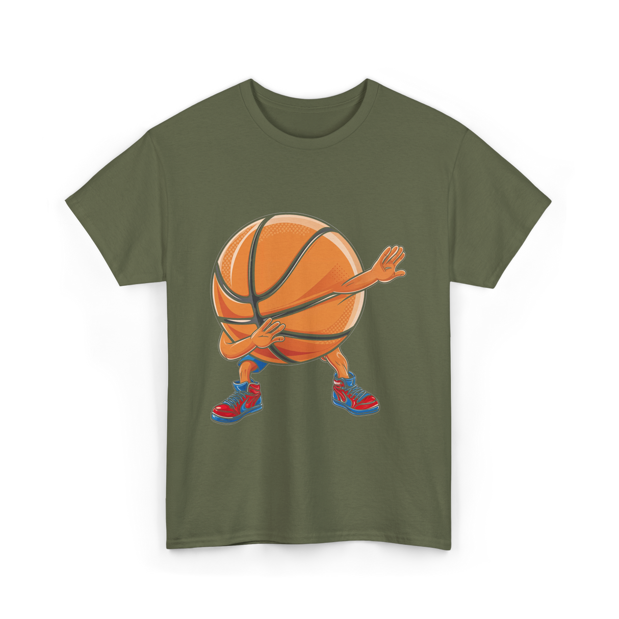 Dabbing Basketball Player Sports T-Shirt - Military Green