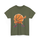 Dabbing Basketball Player Sports T-Shirt - Military Green